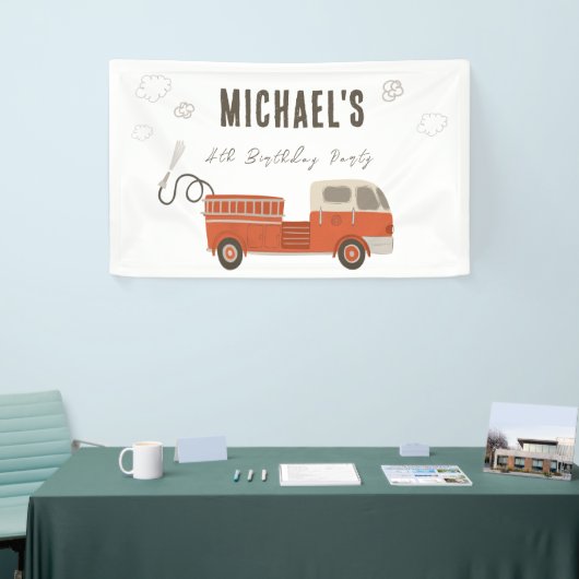 Verjaardags Welkom Brandweerwagen Spandoek (Beurs)