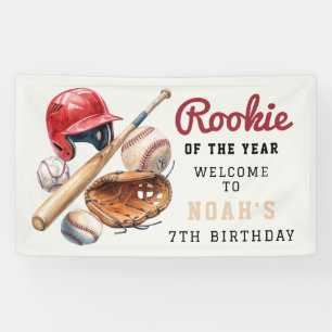 Verjaardags Welkom met Oude Honkbal Uitrusting Spandoek