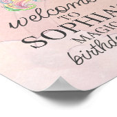 Verjaardags welkomstbord eenhoorn feestje poster (Hoek)