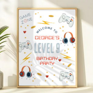 Verjaardags welkomstbord voor jongens met gaming t poster