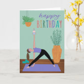 Verjaardags Yoga Cupcake Kaart (Gele Bloem)