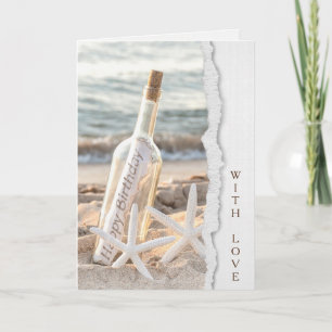 Verjaardags Zeester met Bericht in een Fles Kaart