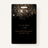 Verjaardags zwart goud glitters vip uitnodiging badge (Achterkant)
