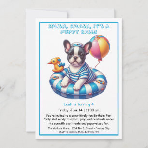Verjaardags Zwembadfeest Uitnodiging Puppy Splash