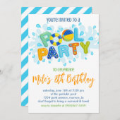 Verjaardags zwembadfeestje kaart (Voorkant / Achterkant)