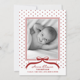 Verjaardagsaankondiging met strik en polkadot voor feestdagenkaart