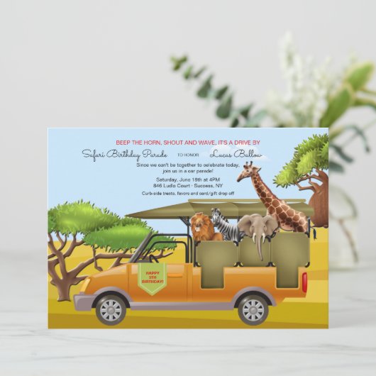 Verjaardagsafari op uitnodiging (Staand voorkant)