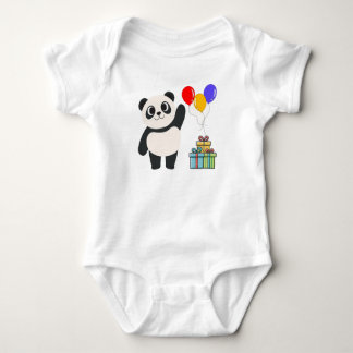 Verjaardagsbabydoek met knuffel panda, ballonnen e romper