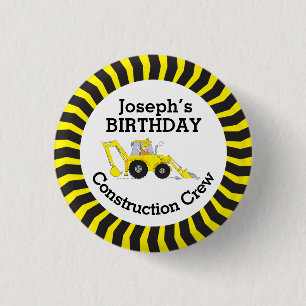 verjaardagsbadge voor bouwvakkers ronde button 3,2 cm