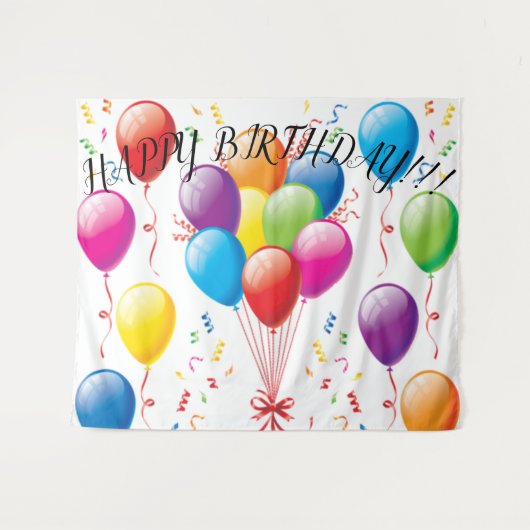 Verjaardagsballon-achtergrond en -banner wandkleed (Voorkant (horizontaal))