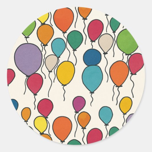 Verjaardagsballon Aquarel Ronde Sticker (Voorkant)