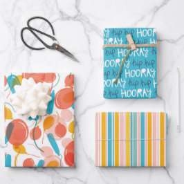 Verjaardagsballon Hip Hoera Inpakpapier Vel