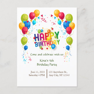 Verjaardagsballonnen Briefkaart