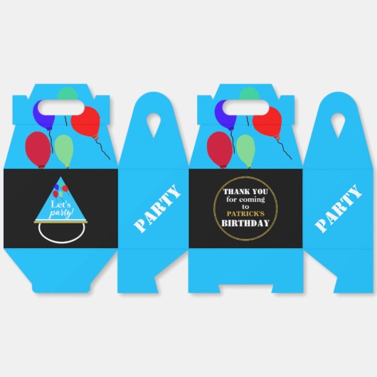 Verjaardagsballonnen Geometrisch blauw goud Bedankdoosjes (Ongevouwen)