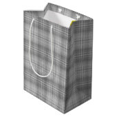 Verjaardagsballonnen op grijs plaid medium cadeauzakje (Achterkant Gekanteld)