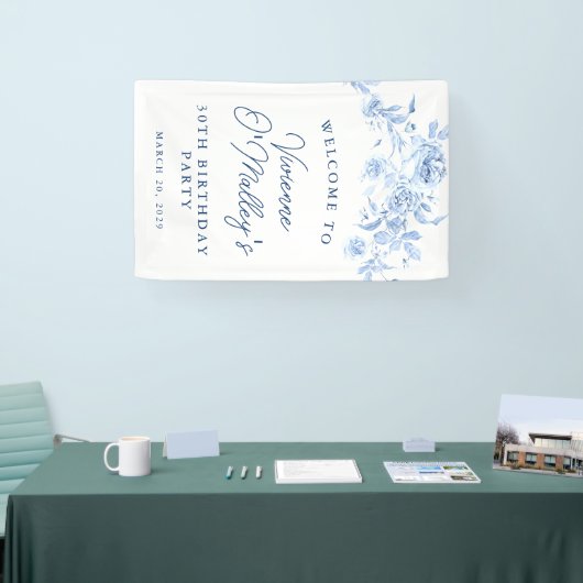 Verjaardagsbanner 30e Verjaardagsfeest Blauwe Bloe Spandoek (Beurs)