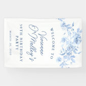 Verjaardagsbanner 50ste Verjaardagsfeest Blauwe Bl Spandoek (Horizontaal)