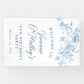 Verjaardagsbanner 70ste Verjaardagsfeest Blauwe Bl Spandoek (Horizontaal)