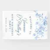 Verjaardagsbanner 80ste Verjaardagsfeest Blauwe Bl Spandoek (Horizontaal)