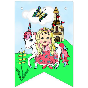 Verjaardagsbanner Roze Prinses Vlaggetjes