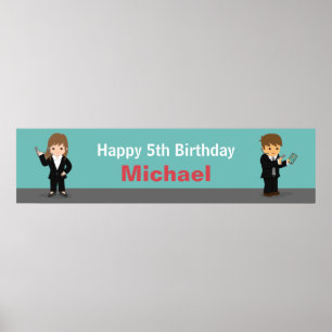 Verjaardagsbanner voor Coole Geheime Agent Kindere Poster
