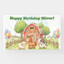 Verjaardagsbanner voor een leuk boerderijfeestje