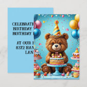 Verjaardagsbeer met cake en ballonnen (Voorkant / Achterkant)