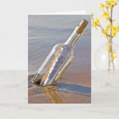 Verjaardagsbericht in een fles kaart (Gele Bloem)