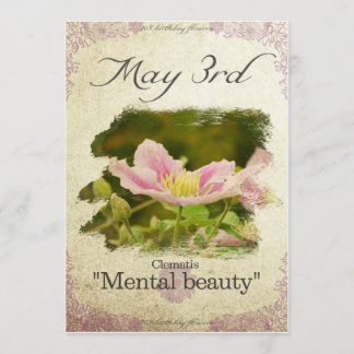 Verjaardagsbloemen op 3 mei "Clematis" Kaart