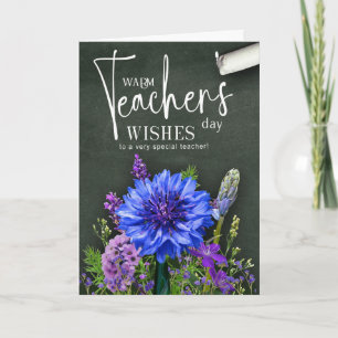 Verjaardagsbloemenkaart voor een leraar met fotrui kaart