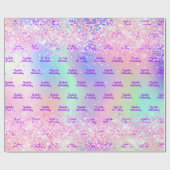 Verjaardagsblozen roze glitters paarse holografisc cadeaupapier (Vlak)
