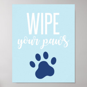 Verjaardagsbord voor honden Wis je poten blauw Poster