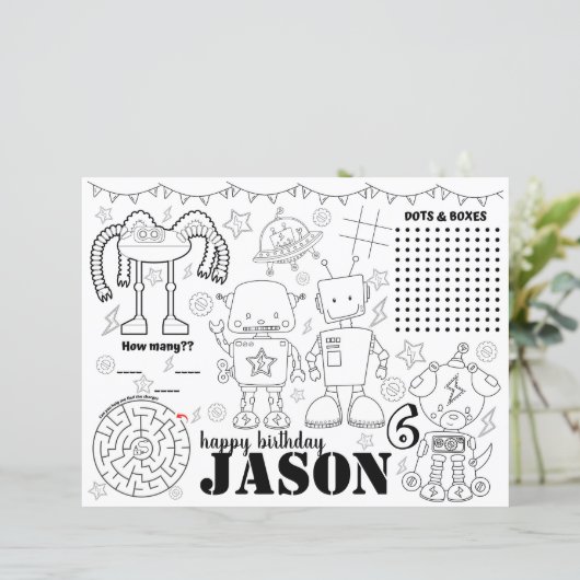 verjaardagsborden voor robot, robotenkleurige pagi (Staand voorkant)