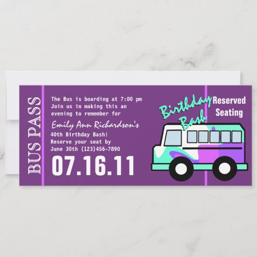 Verjaardagsbus Pass Kaart (Voorkant)