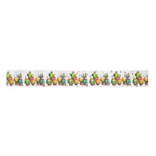 Verjaardagscacti met feestje Confetti Lint (Voorkant)