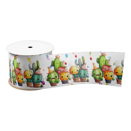 Verjaardagscacti met feestje Confetti Lint (Spoel)
