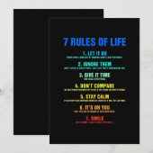 Verjaardagscadeau 7 regels van het leven kaart (Voorkant / Achterkant)