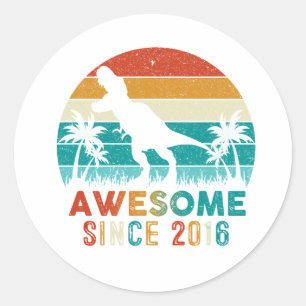 Verjaardagscadeau Dinosaur Boy Geweldige sinds 201 Ronde Sticker