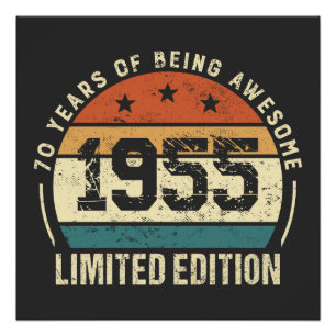 Verjaardagscadeau idee 1955 Retro 70 jaar Perfect Poster
