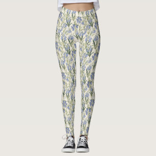 Verjaardagscadeau Naadloze Blauwe Bloem en Groene  Leggings