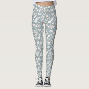 verjaardagscadeau Naadloze roze en witte bloemen Leggings