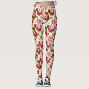verjaardagscadeau Naadloze roze roos en framboos Leggings