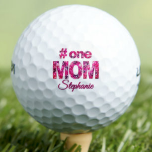 Verjaardagscadeau #One MOM Roze Bloemen Gepersonal Golfballen