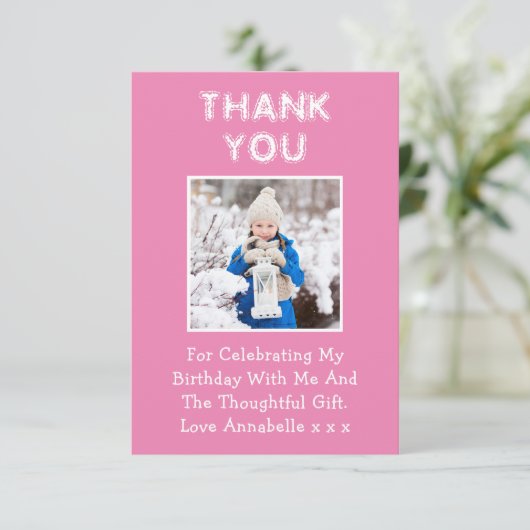 Verjaardagscadeau Roze Dank u kaart (Staand voorkant)