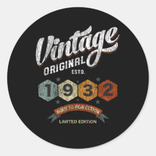Verjaardagscadeau van 1932 - perfect ouder geworde ronde sticker