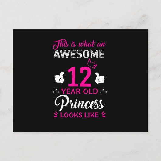 Verjaardagscadeau voor prinses meisje van 12 jaar briefkaart (Voorkant)