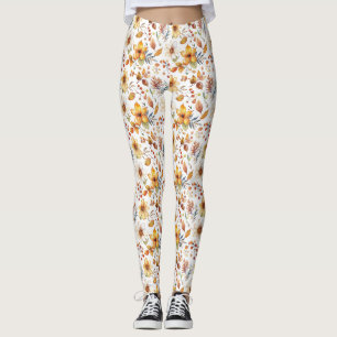 Verjaardagscadeau Waterverf herfst bloemen Leggings