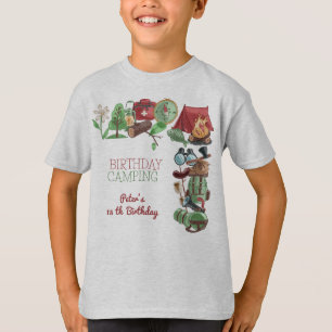 Verjaardagscamping natuur wandelen voor kinderen t-shirt
