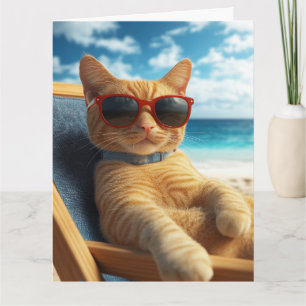 VERJAARDAGSCARD BEACH COOL KAT KAART