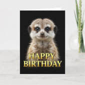 VERJAARDAGSCARD MET OPVALLENDE MEERCAT NAUWKEURIGE KAART (Voorkant)